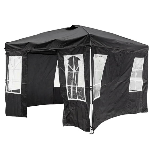 10x10 FT Pop Up Canopy Tent With 4 Sidewalls, Black Canopies Black at Gallery Canada
