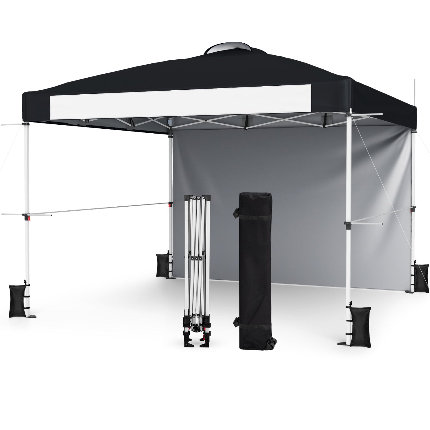 10 x 10 Ft Foldable Pop-Up Canopy With Roller Bag, Black Canopies at Gallery Canada
