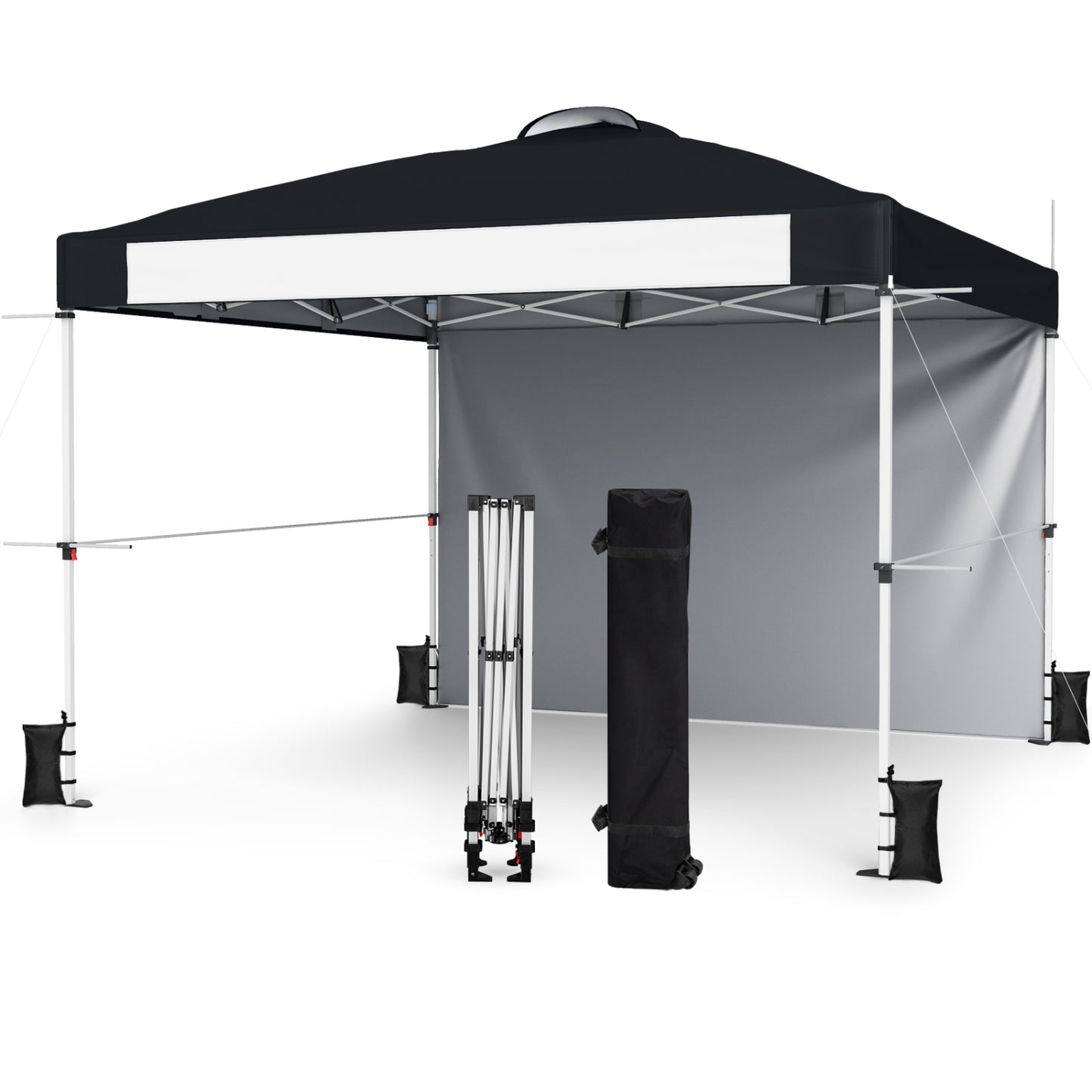 10 x 10 Ft Foldable Pop-Up Canopy With Roller Bag, Black Canopies at Gallery Canada