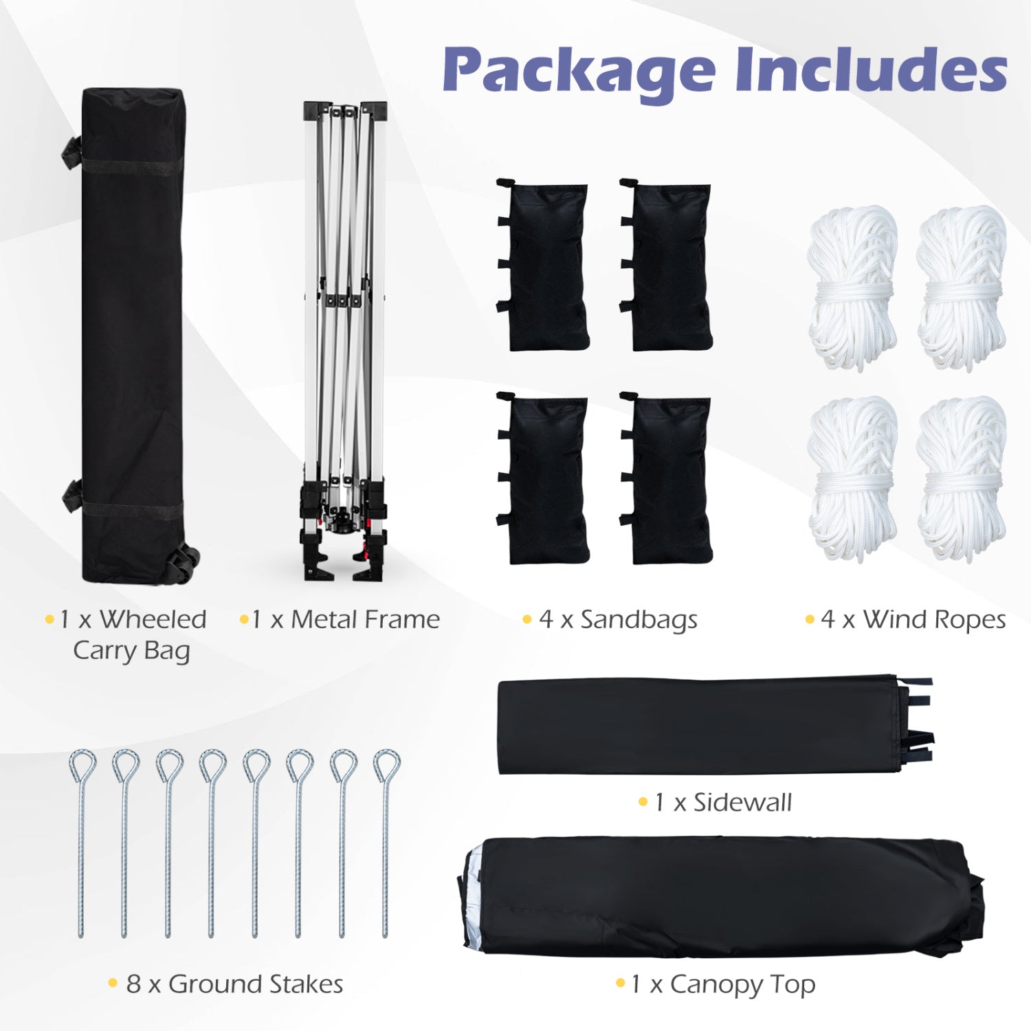 10 x 10 Ft Foldable Pop-Up Canopy With Roller Bag, Black Canopies at Gallery Canada