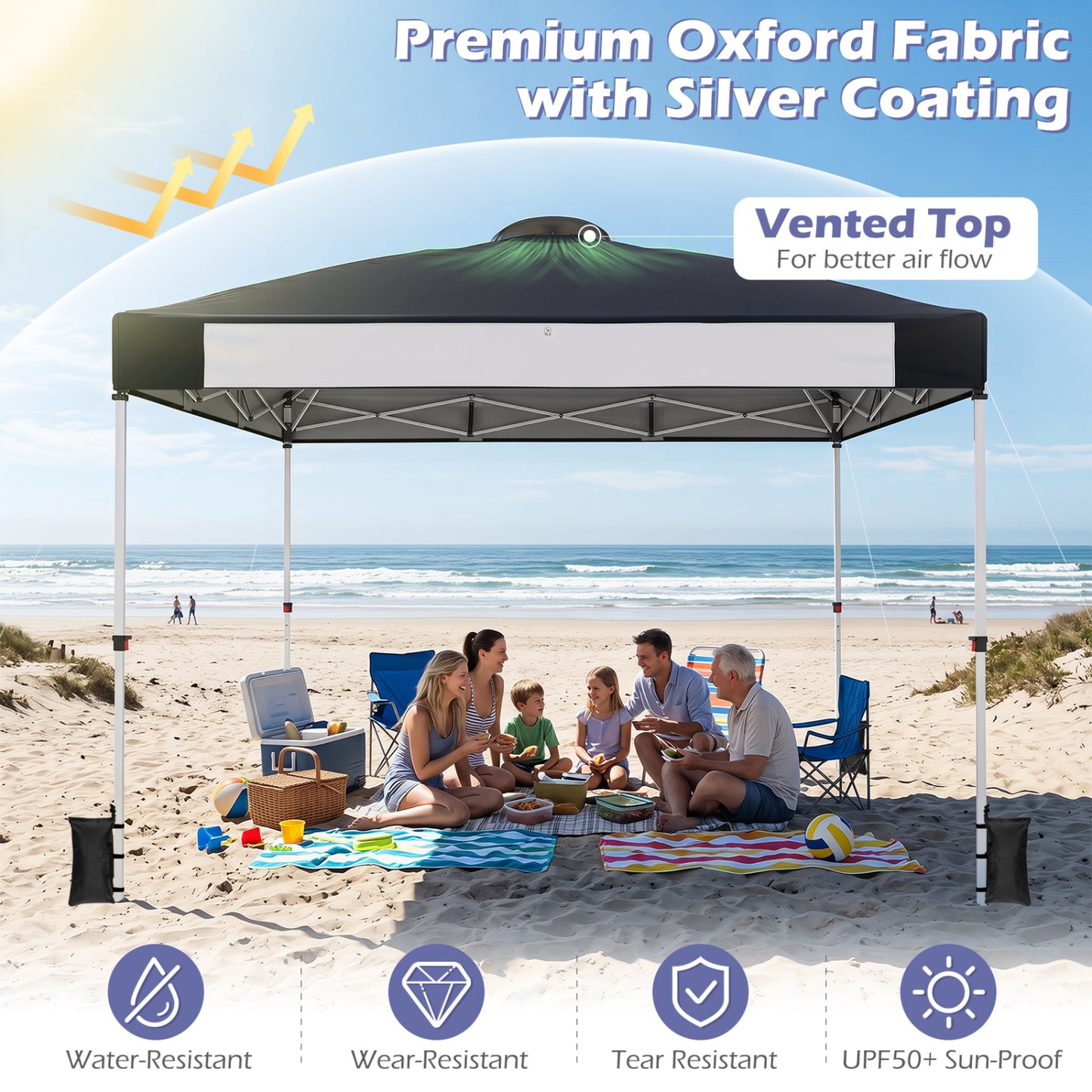 10 x 10 Ft Foldable Pop-Up Canopy With Roller Bag, Black Canopies at Gallery Canada