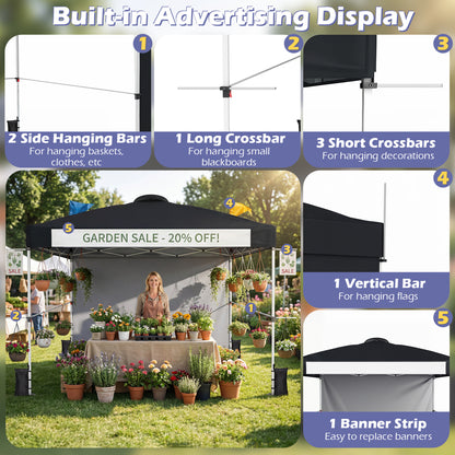 10 x 10 Ft Foldable Pop-Up Canopy With Roller Bag, Black Canopies at Gallery Canada