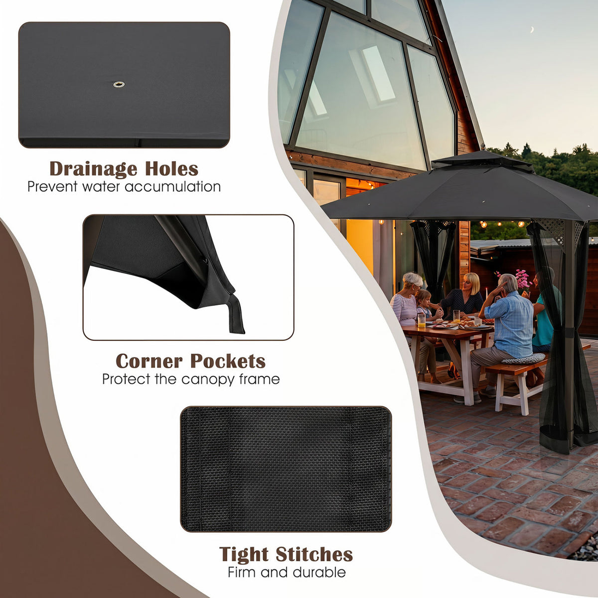 10 X 12 Ft Gazebo Replacement Top, Gray Gazebos at Gallery Canada