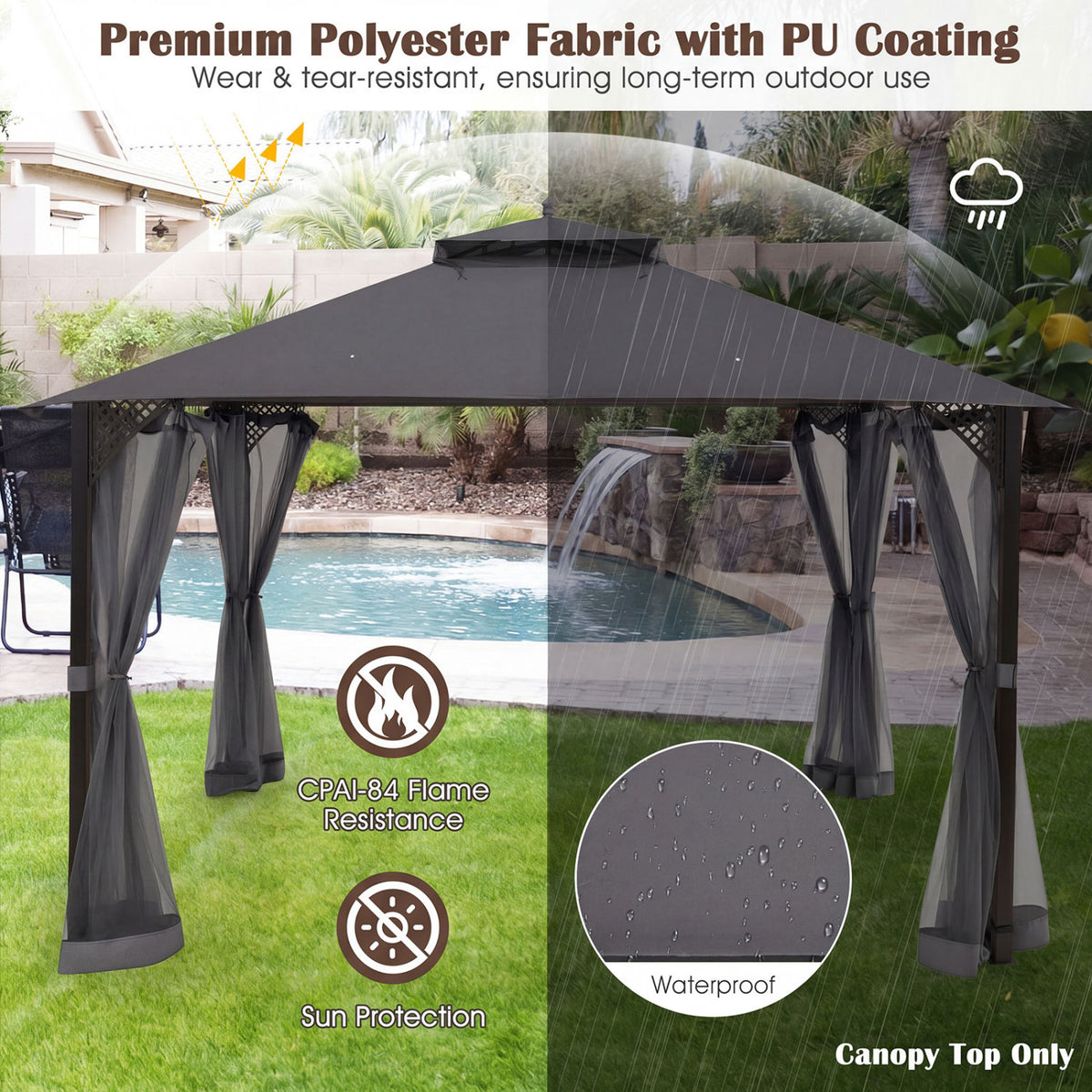 10 X 12 Ft Gazebo Replacement Top, Gray Gazebos at Gallery Canada