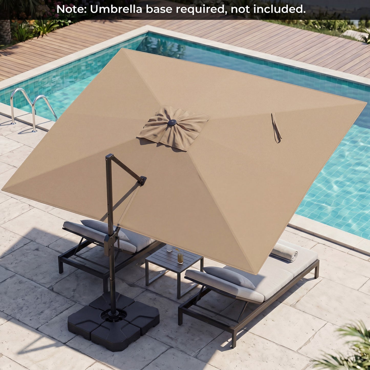 10x13 FT Cantilever Patio Umbrella, 360 Rotation, 5 Tilts, Brown Outdoor Umbrellas at Gallery Canada