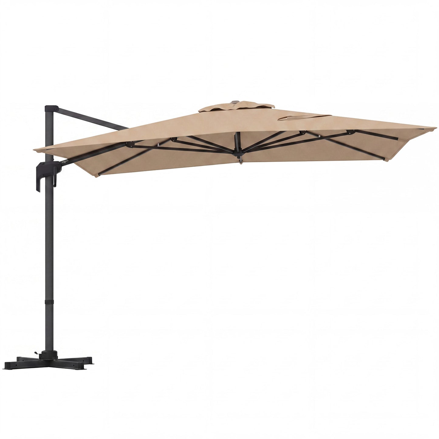 10x13 FT Cantilever Patio Umbrella, 360 Rotation, 5 Tilts, Brown Outdoor Umbrellas Brown at Gallery Canada