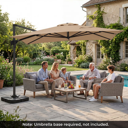 10x13 FT Cantilever Patio Umbrella, 360 Rotation, 5 Tilts, Brown Outdoor Umbrellas at Gallery Canada