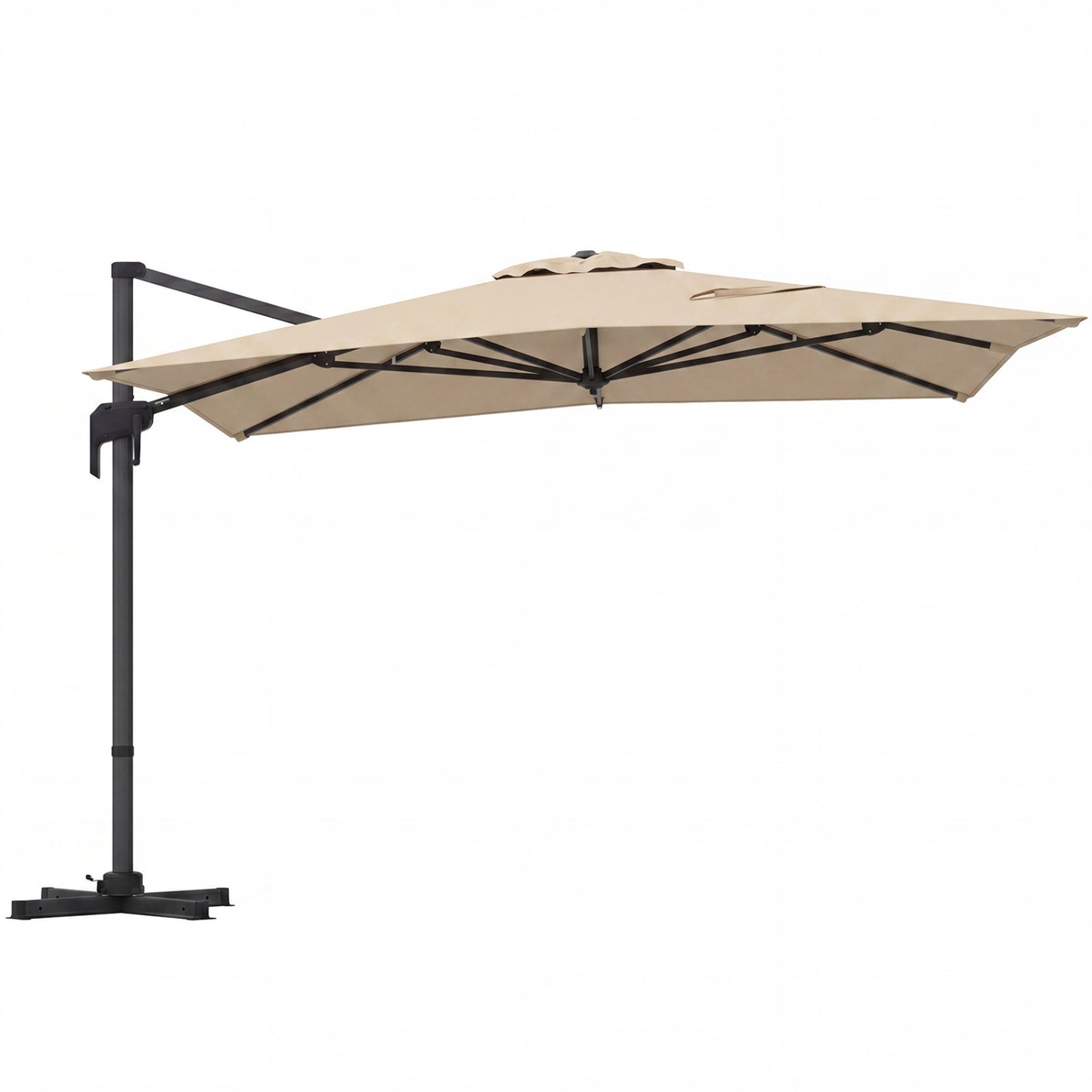 10 x 13 FT Cantilever Patio Umbrella, 360 Rotation, 5 Tilt, Beige Outdoor Umbrellas Beige at Gallery Canada