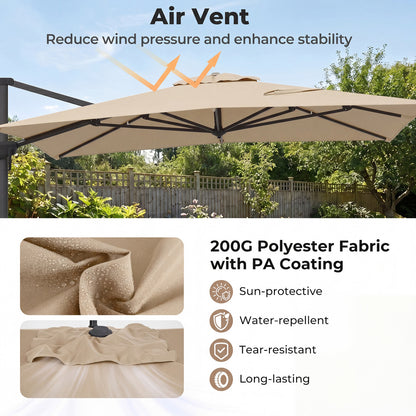 10 x 13 FT Cantilever Patio Umbrella, 360 Rotation, 5 Tilt, Beige Outdoor Umbrellas at Gallery Canada