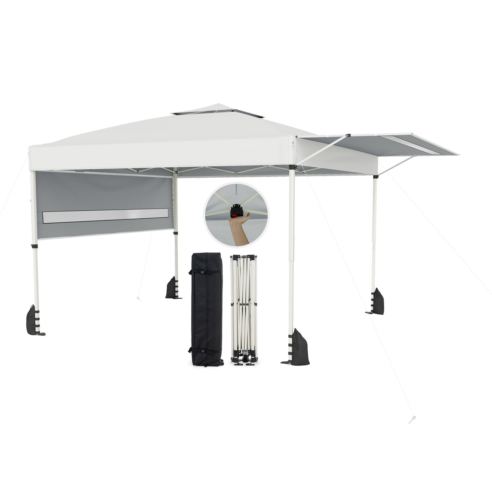 10 x 17 Feet Pop Up Canopy Tent, Dual Adjustable Awnings, White Canopies at Gallery Canada