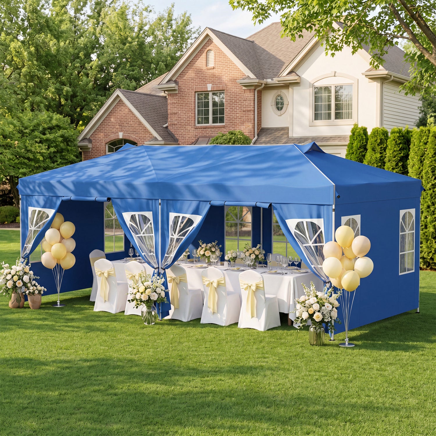 10x20 FT Pop Up Canopy Tent with 6 Sidewalls, Blue Tents at Gallery Canada