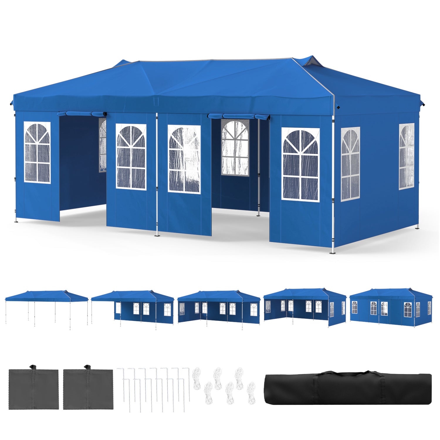10x20 FT Pop Up Canopy Tent with 6 Sidewalls, Blue Tents Blue at Gallery Canada