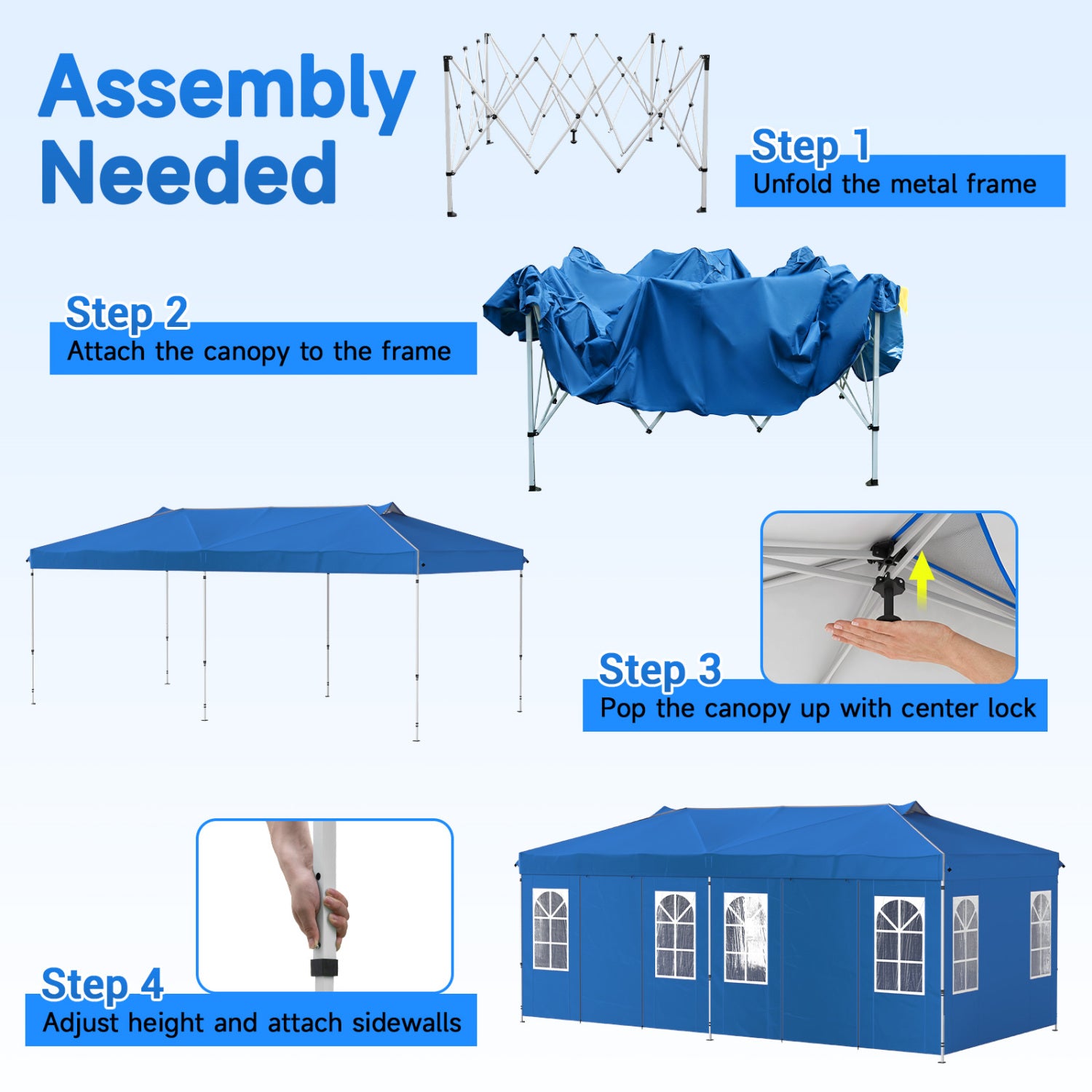 10x20 FT Pop Up Canopy Tent with 6 Sidewalls, Blue Tents at Gallery Canada