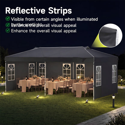 10x20 Ft Pop Up Canopy Tent with 6 Sidewalls, Black Tents at Gallery Canada