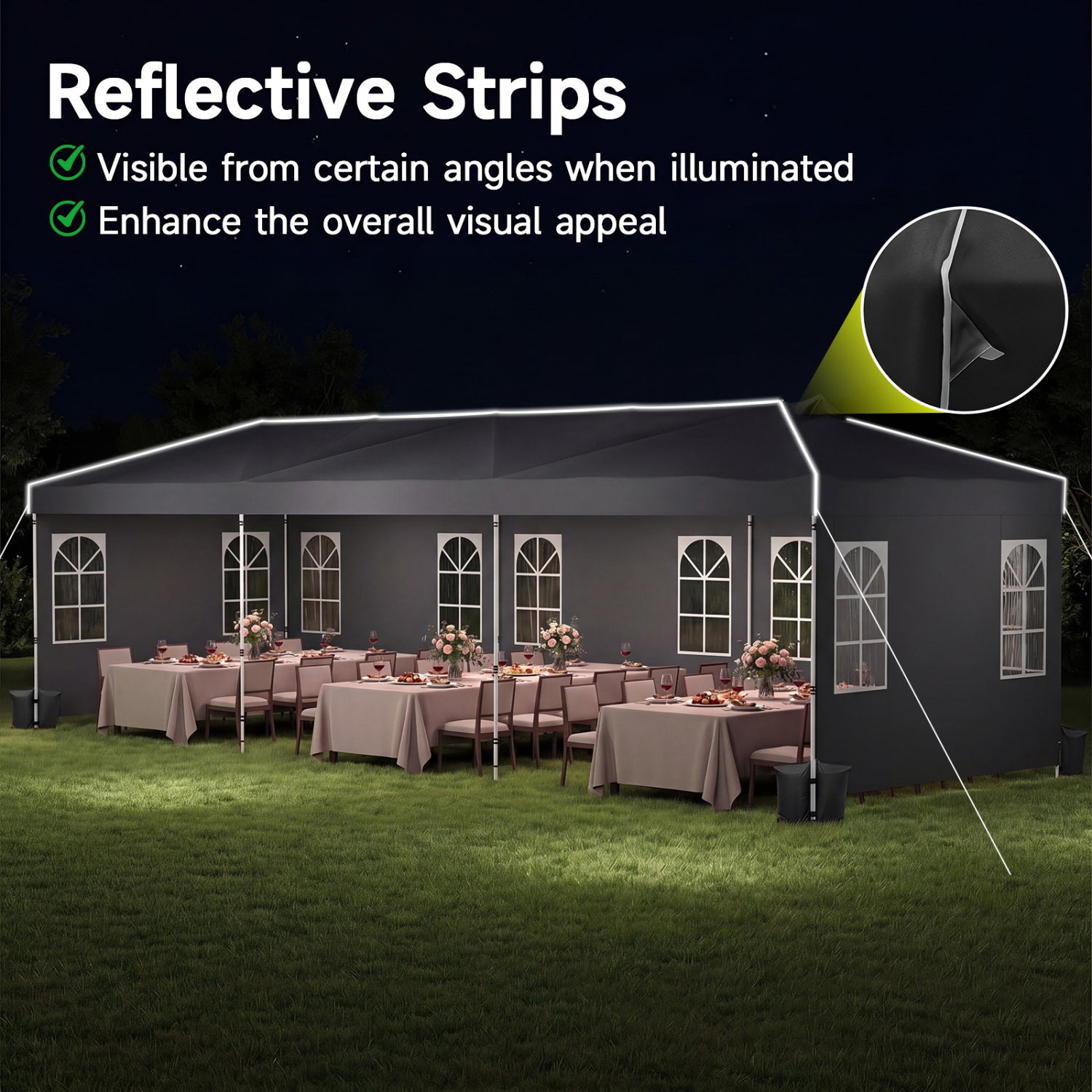 10 X 30 FT Pop Up Canopy Tent With 8 Sidewalls, Black Canopies at Gallery Canada