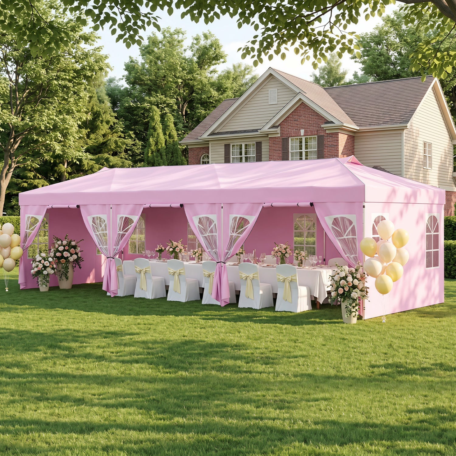 10x30 Ft Pop Up Canopy Tent With 8 Sidewalls, Adjustable Height, Pink Canopies at Gallery Canada