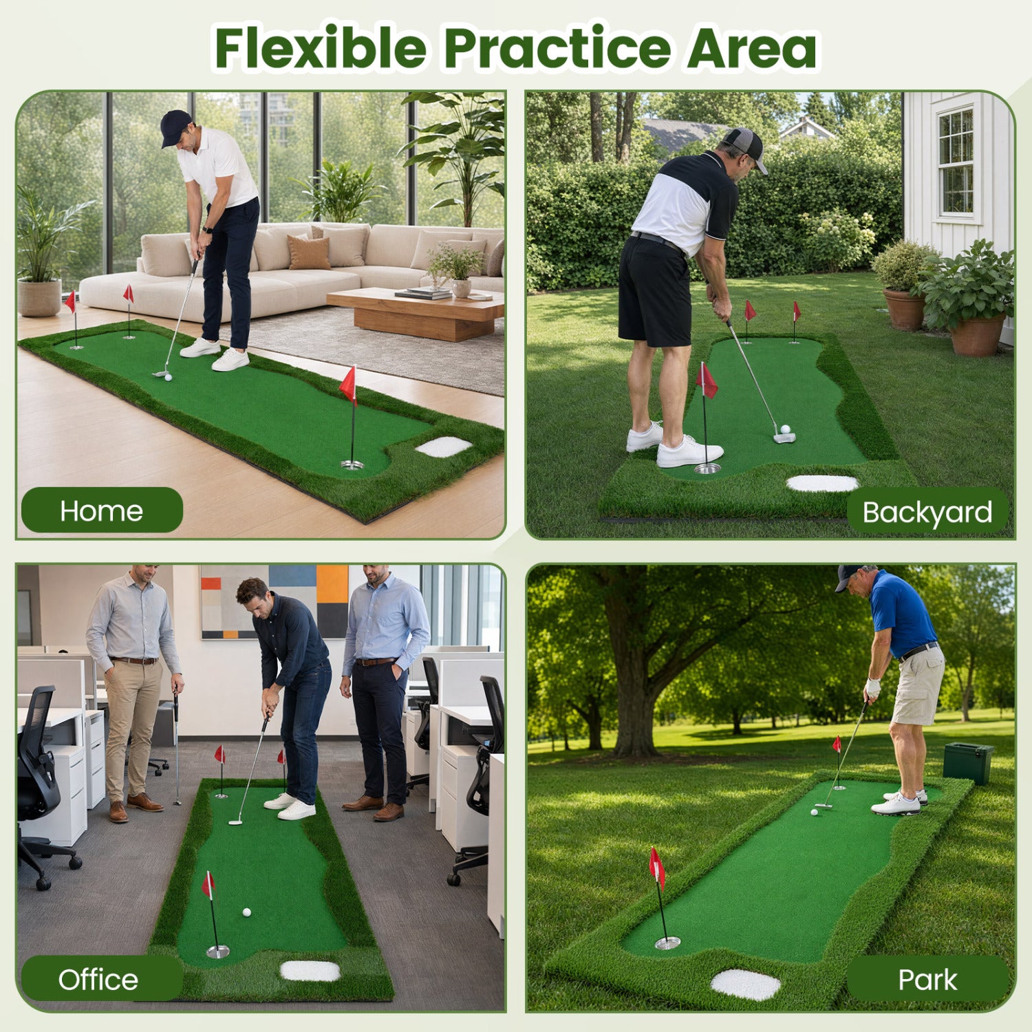 Golf Putting Green, 3 Hole Cups & Flags Golf at Gallery Canada