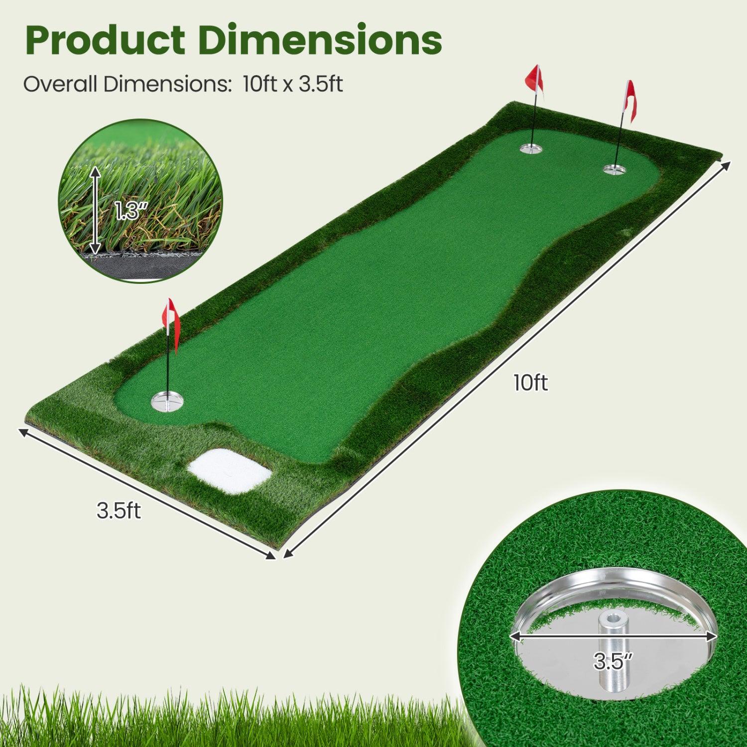 Golf Putting Green, 3 Hole Cups & Flags Golf at Gallery Canada
