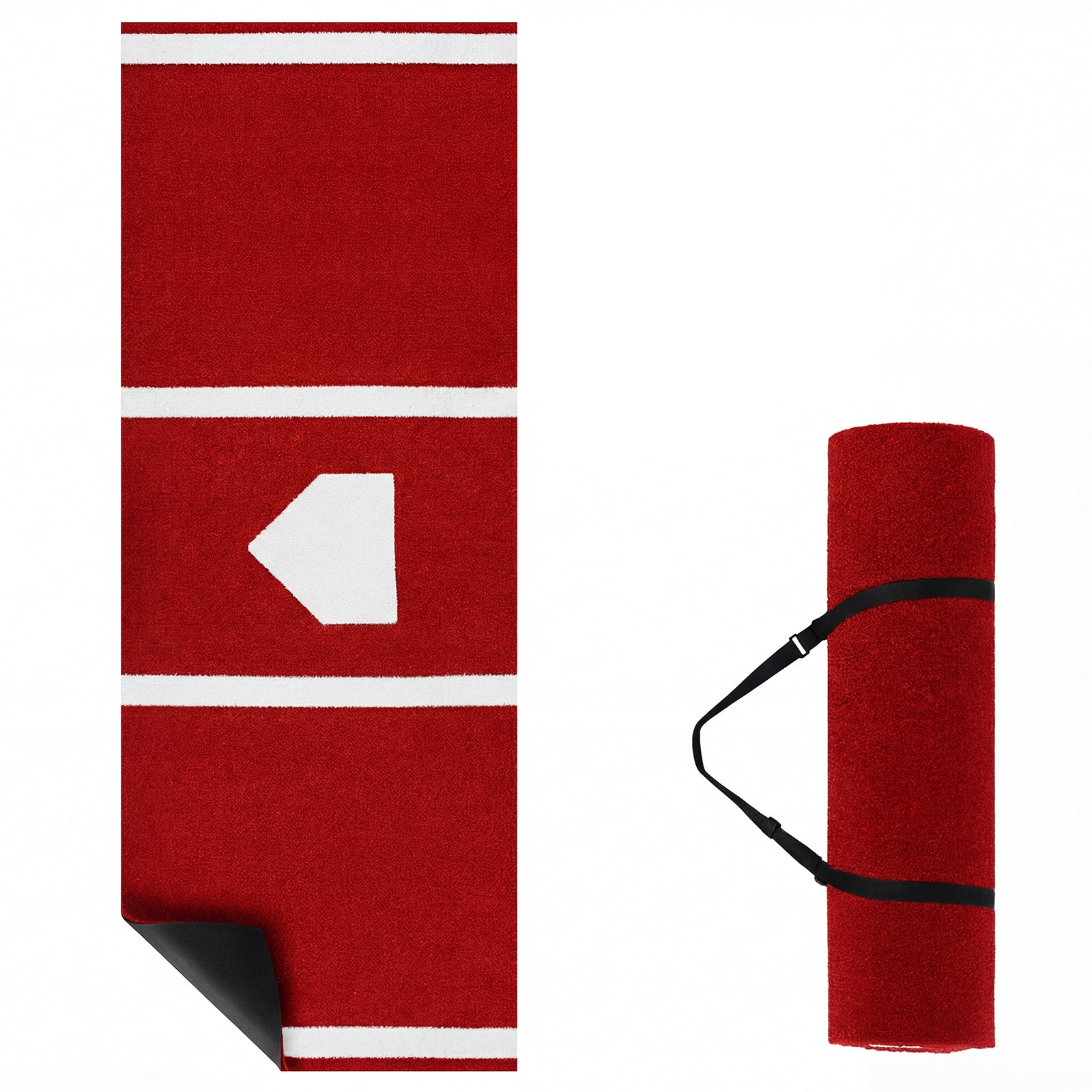 10 x 3.8 ft Baseball Softball Hitting Mat, Home Plate, Red Golf Red at Gallery Canada