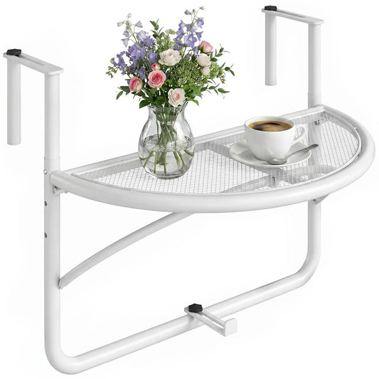 Adjustable Balcony Hanging Railing Table, Metal, White Balcony Table Hanging White at Gallery Canada