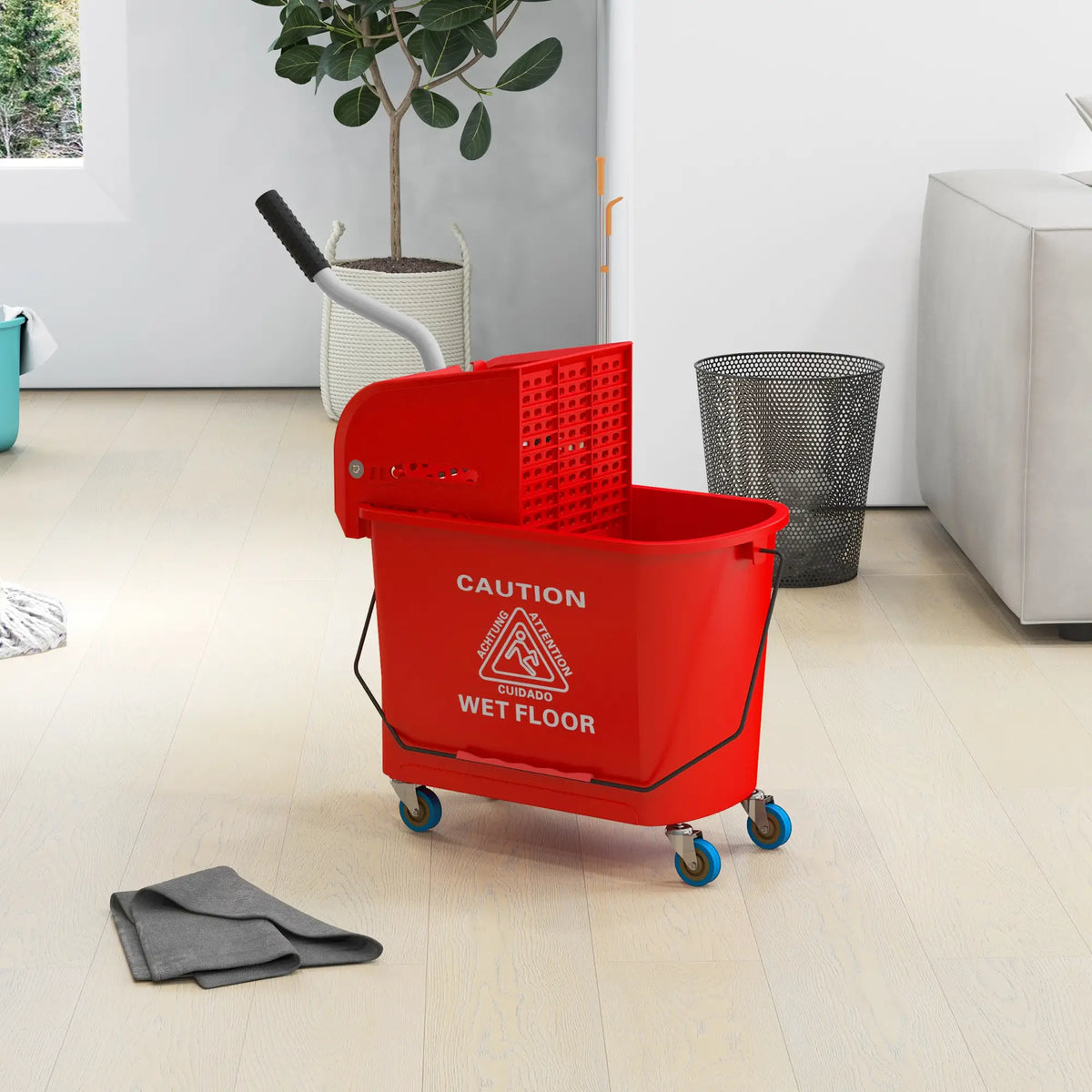 Compact Mop Bucket with Wringer, 5 Gallon, Red Household Supplies at Gallery Canada