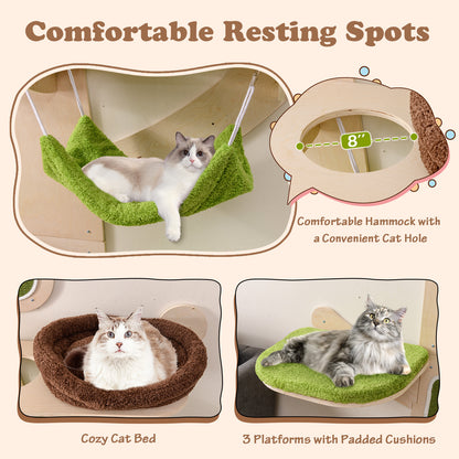 Wall Mounted Cat Tower Shelves With Bed, Green Cat Trees Condos & Scratchers at Gallery Canada
