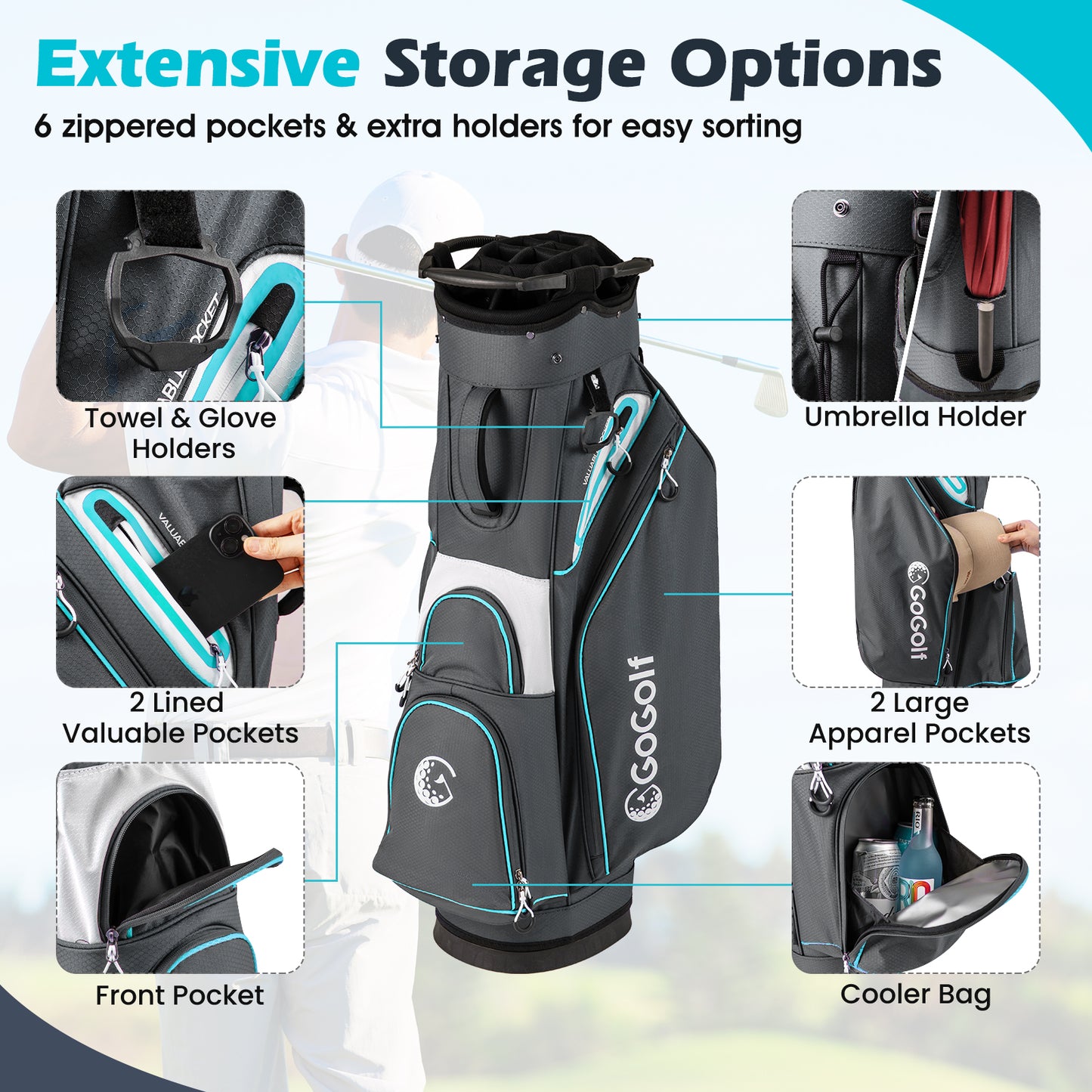 Lightweight Portable Golf Cart Bag, Gray Golf at Gallery Canada