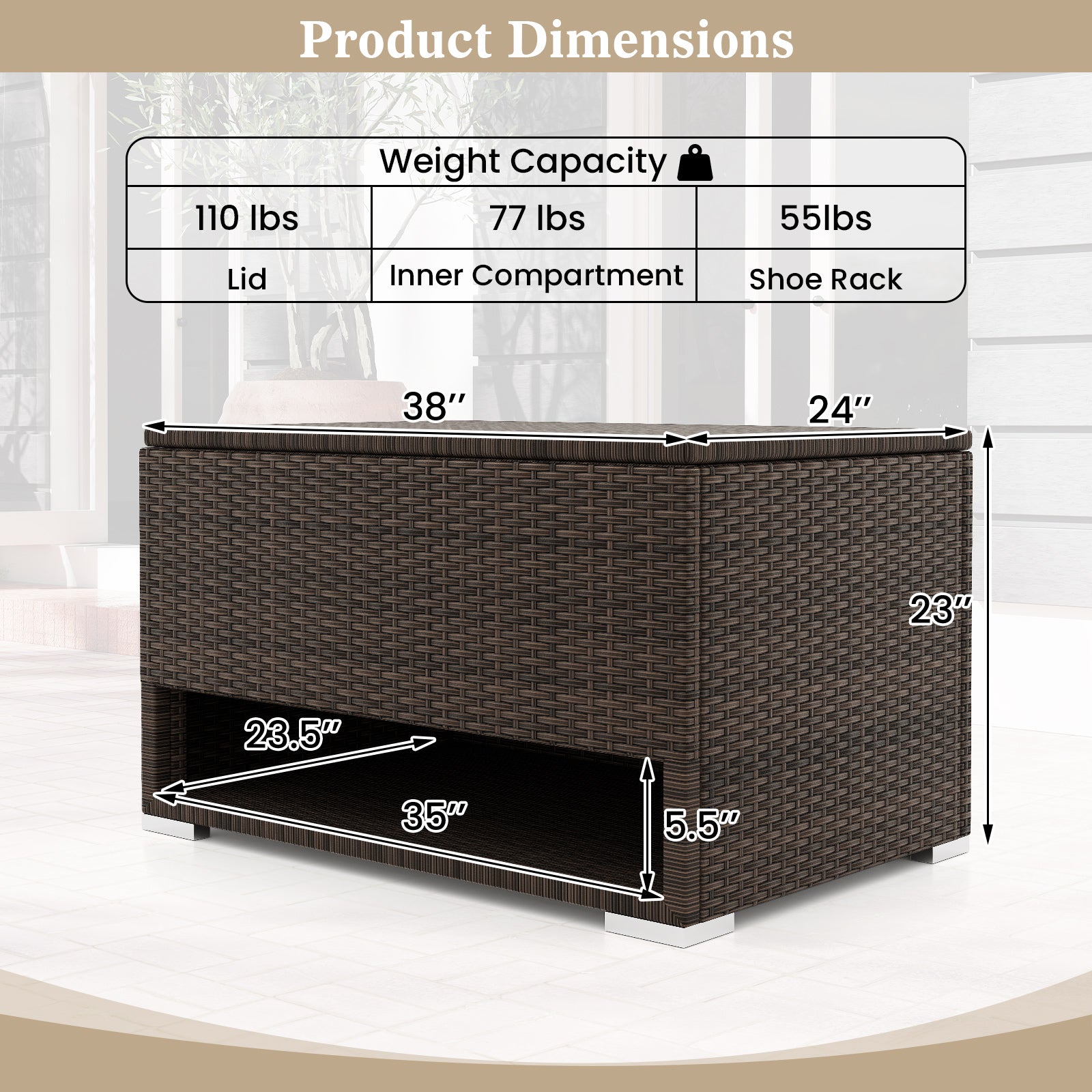 Rattan Storage Bin, Waterproof Liner, Patio Cushions, Brown Sheds & Outdoor Storage at Gallery Canada