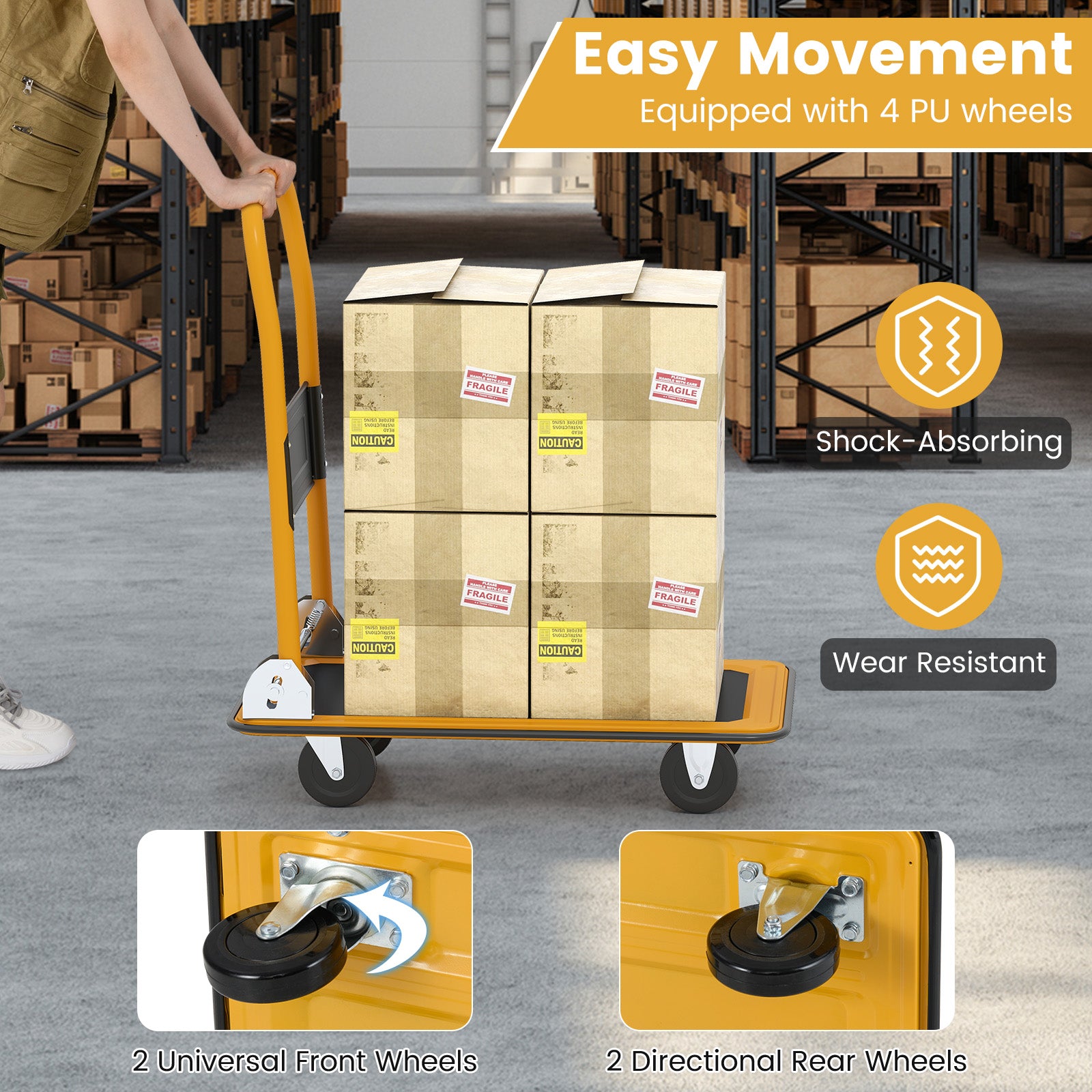 Foldable Platform Cart Dolly, Warehouse Push Hand Truck, Black Garden Tools at Gallery Canada
