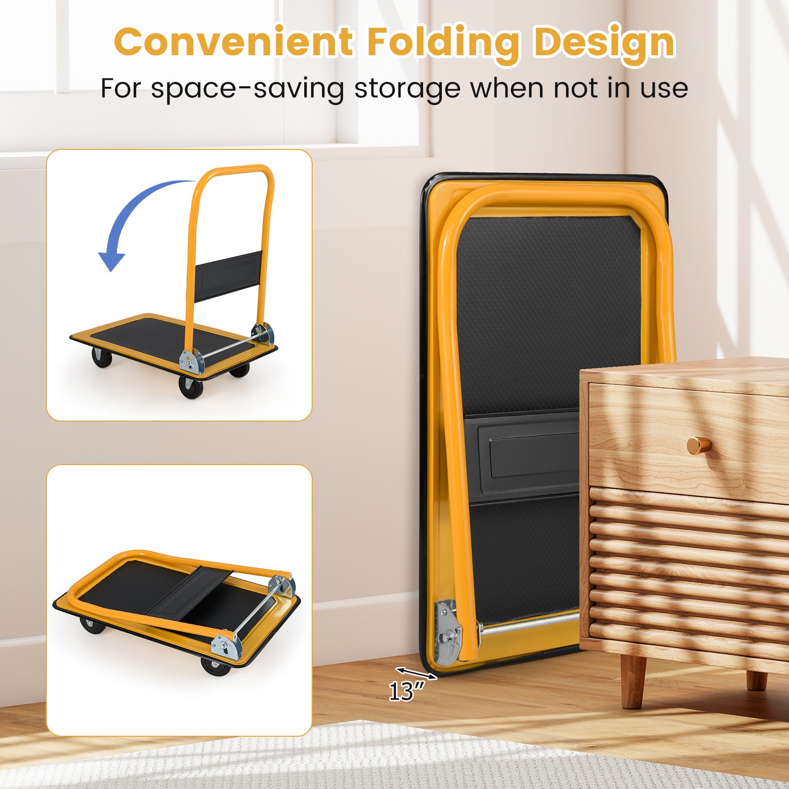 Foldable Platform Cart Dolly, Warehouse Push Hand Truck, Black Garden Tools at Gallery Canada