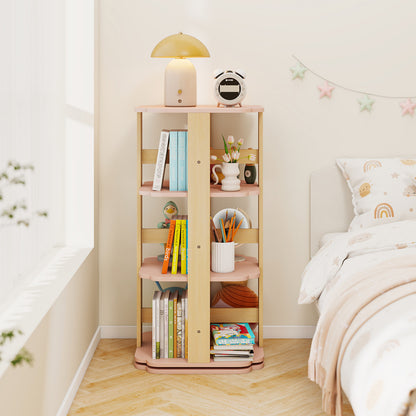 3-Tier Corner Toddler Book Rack, 12 Sectors, Pink Kids Storage at Gallery Canada
