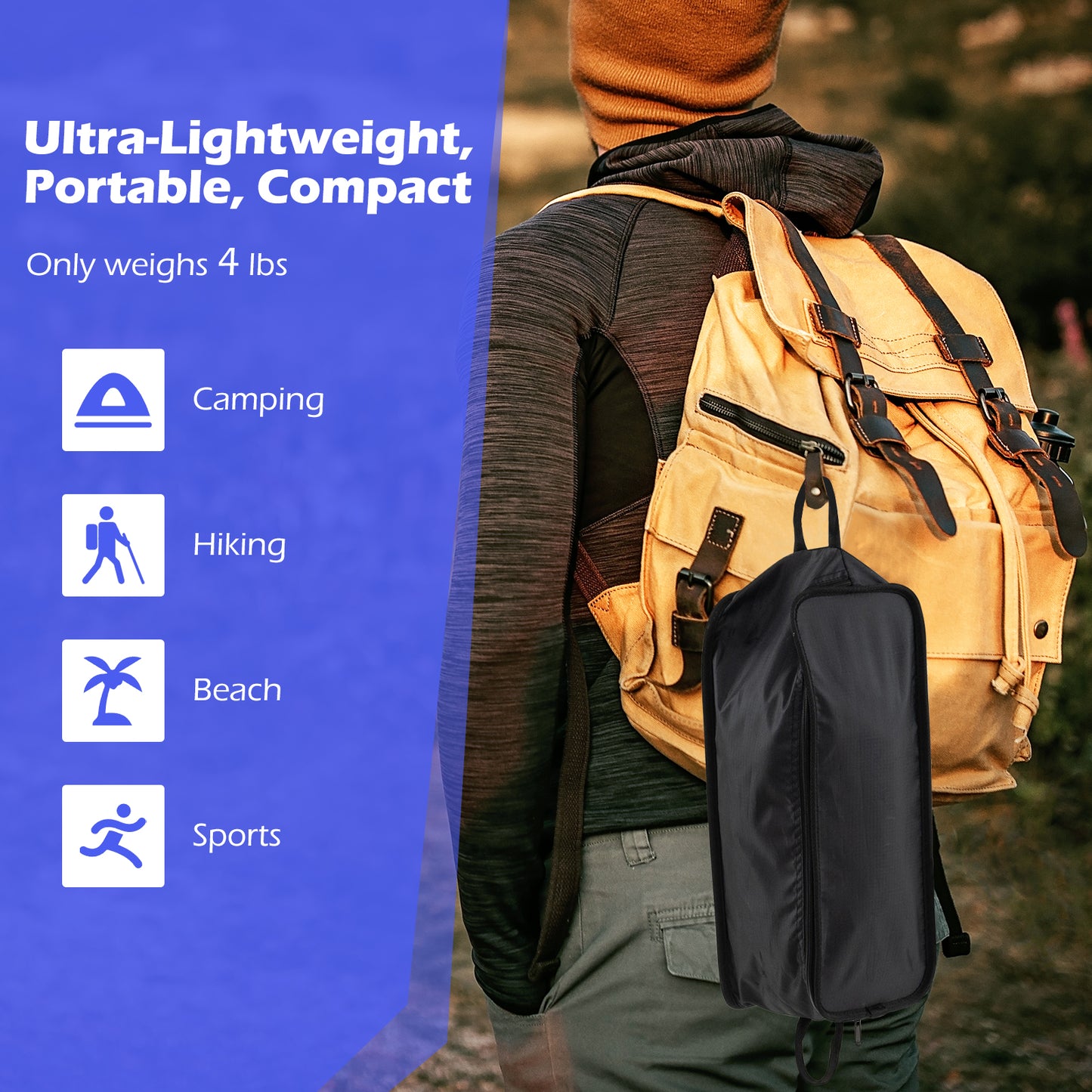 High Back Portable Camping Chair With Carry Bag, Pillow, Black Camping Furniture at Gallery Canada