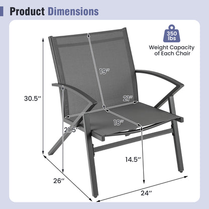 Patio Chairs Set of 2, Heavy Duty Metal Frame, Gray Beach & Lawn Chairs at Gallery Canada
