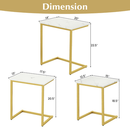 3 Piece Multifunctional Coffee End Table Set, White Living Room at Gallery Canada