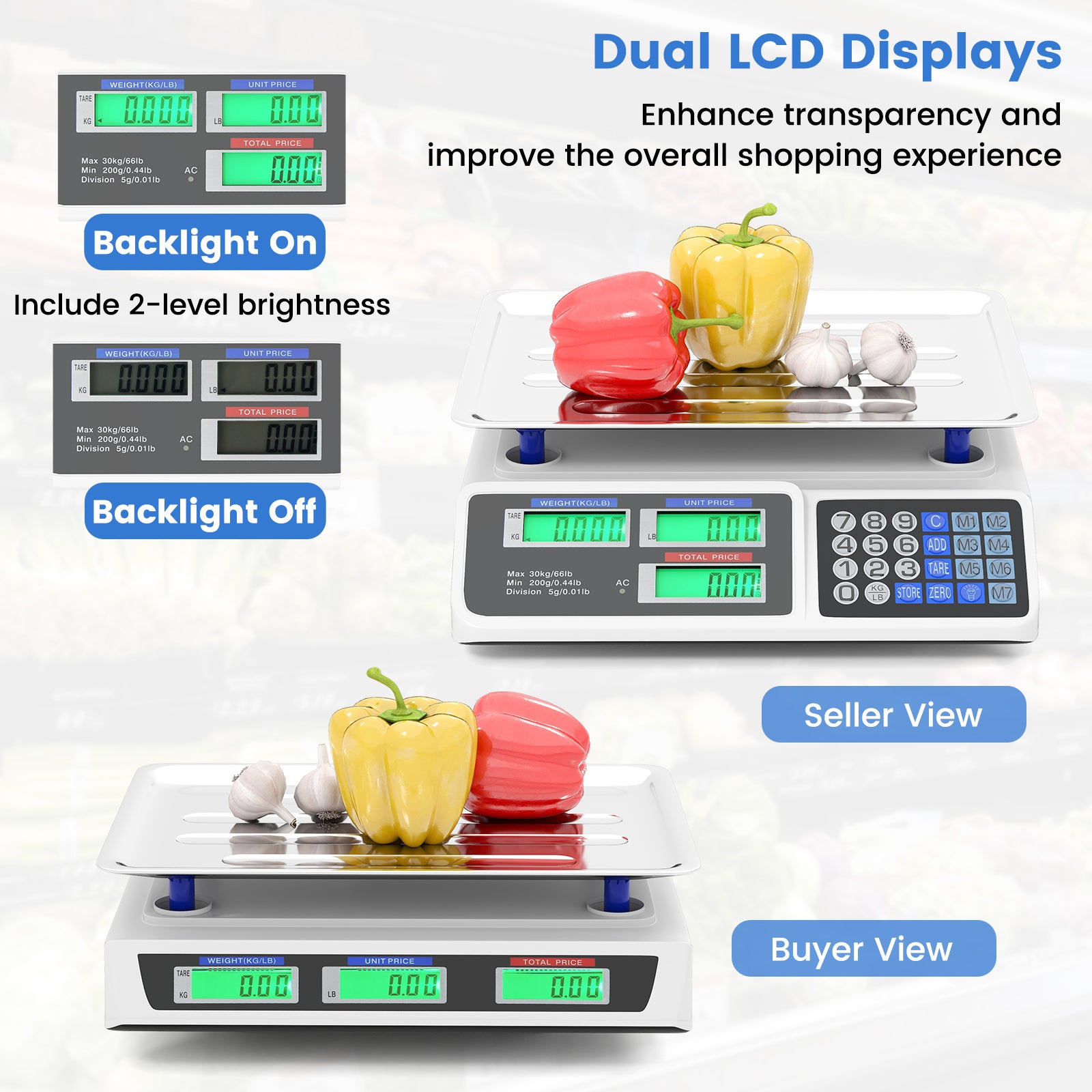 66lb Price Computing Scale, Commercial Food Scale, Dual LCD Kitchen Tools at Gallery Canada