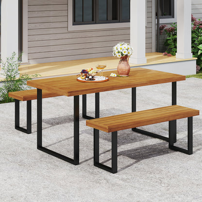 Acacia Wood Outdoor Bench 48 Inch, Natural, Set of 2 Outdoor Benches at Gallery Canada