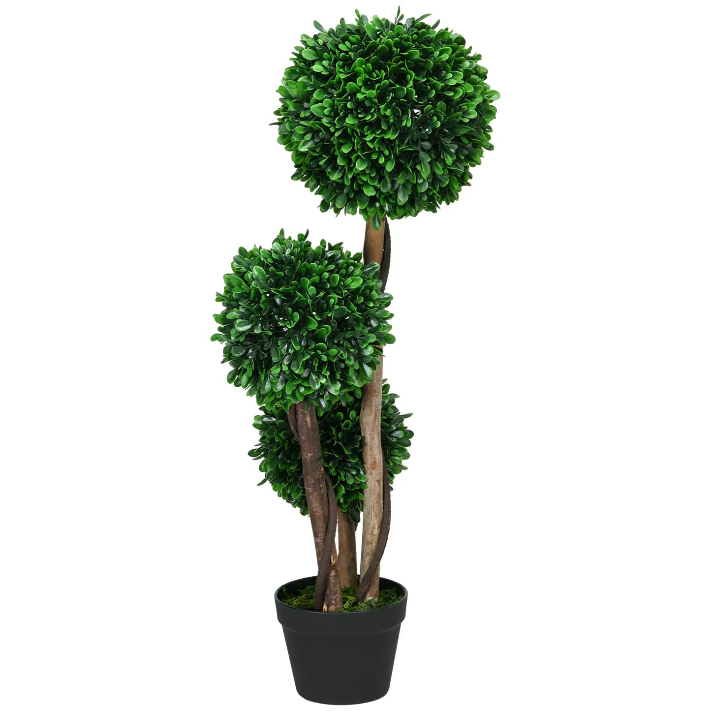 3ft Artificial Tree, Triple Ball Boxwood Topiary, Indoor Outdoor Artificial Trees Green, Black at Gallery Canada