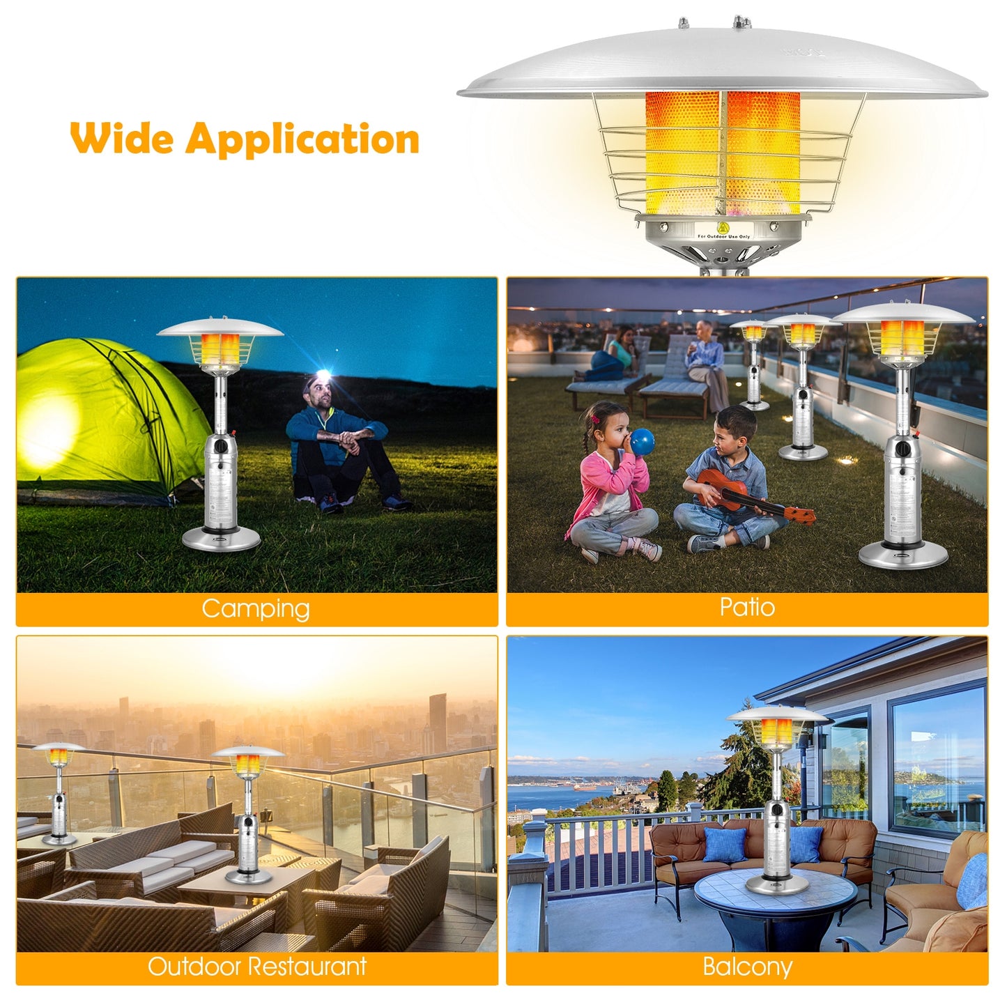 11,000 BTU Portable Tabletop Patio Propane Heater, Silver Patio Heaters at Gallery Canada