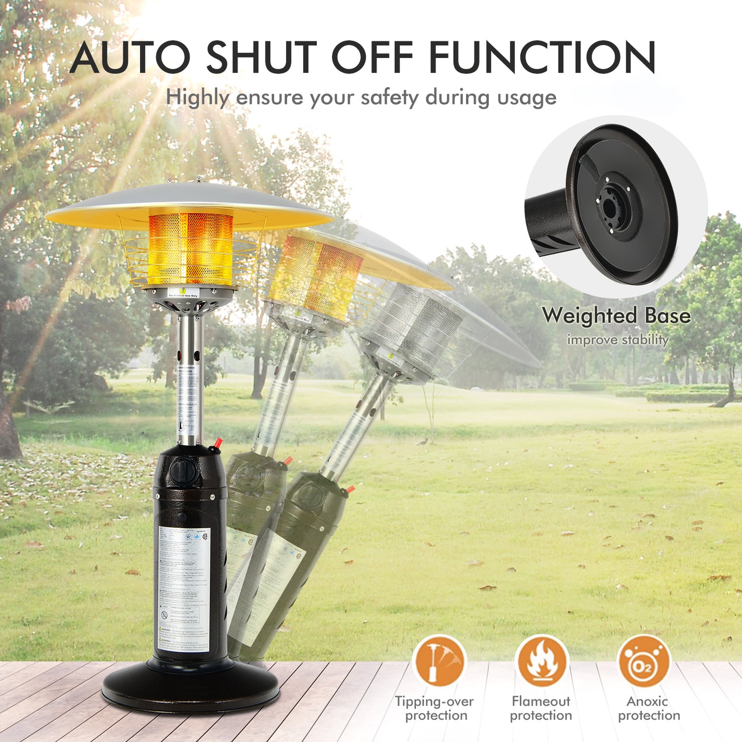 11,000 BTU Portable Tabletop Propane Patio Heater, Black Patio Heaters at Gallery Canada