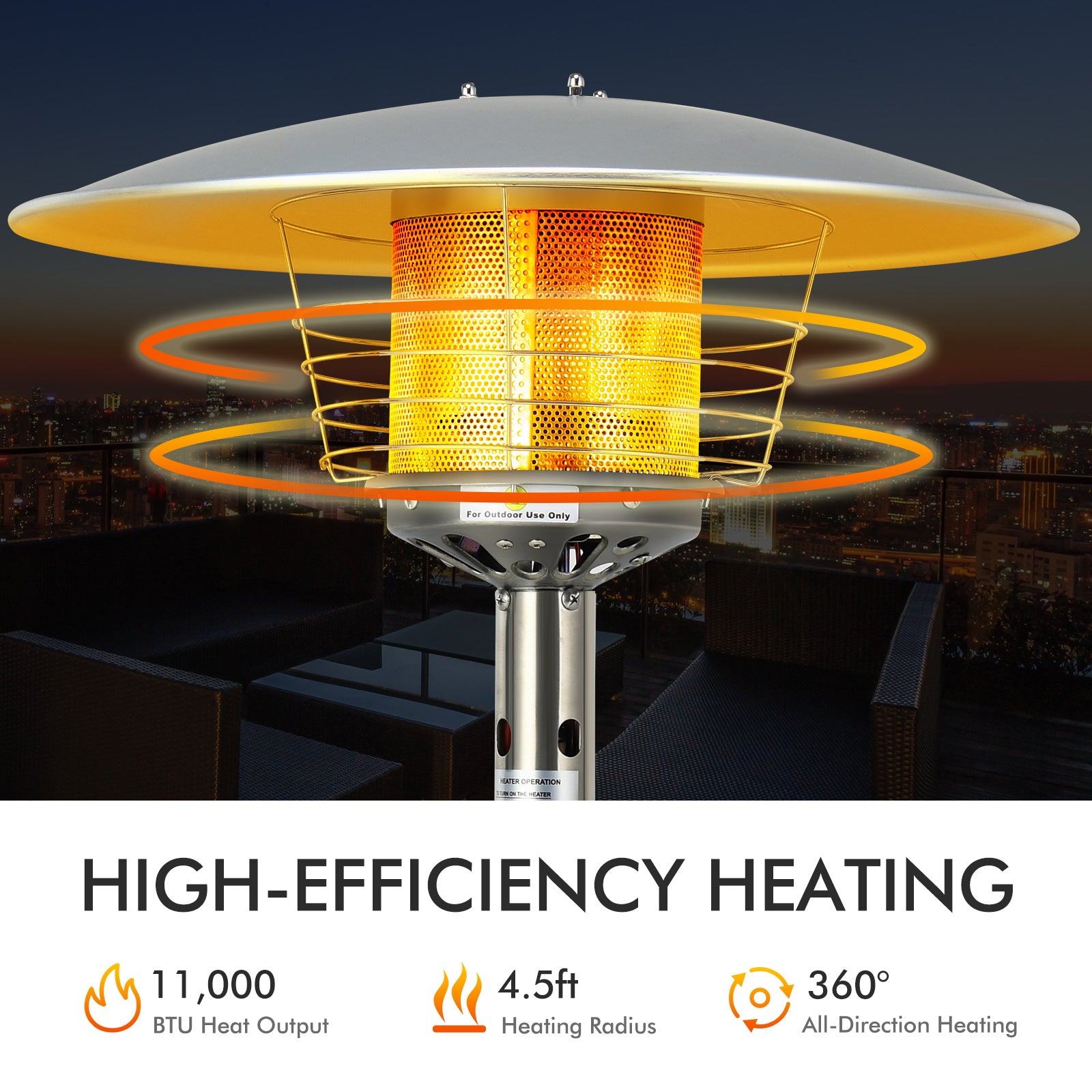 11,000 BTU Portable Tabletop Propane Patio Heater, Black Patio Heaters at Gallery Canada