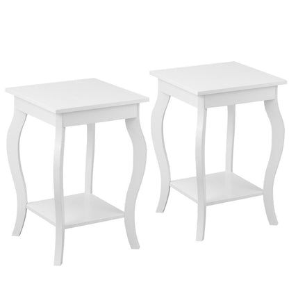 Set of 2 Accent Side Tables with Shelf, White End & Side Tables at Gallery Canada