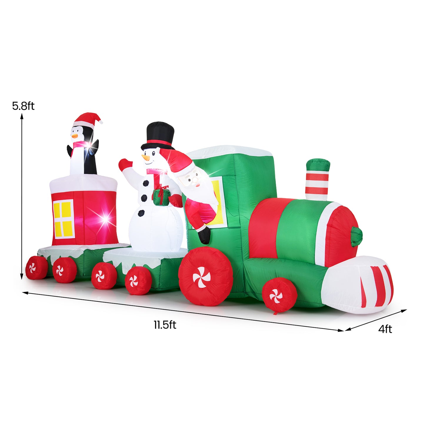 11.5 FT Christmas Inflatable Train, Santa Claus Driving, Multicolor Christmas Inflatables at Gallery Canada