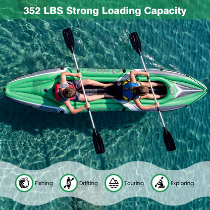 11.5 Feet Inflatable Kayak 2 Person Heavy Duty with Aluminum Paddles, Green Water Sports at Gallery Canada