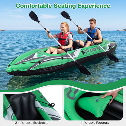 11.5 Feet Inflatable Kayak 2 Person Heavy Duty with Aluminum Paddles, Green Water Sports at Gallery Canada