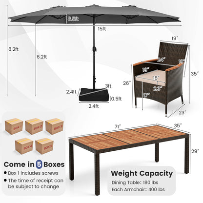 11 Piece Patio Dining Set, 15 Ft Umbrella, Gray Patio Dining Sets at Gallery Canada