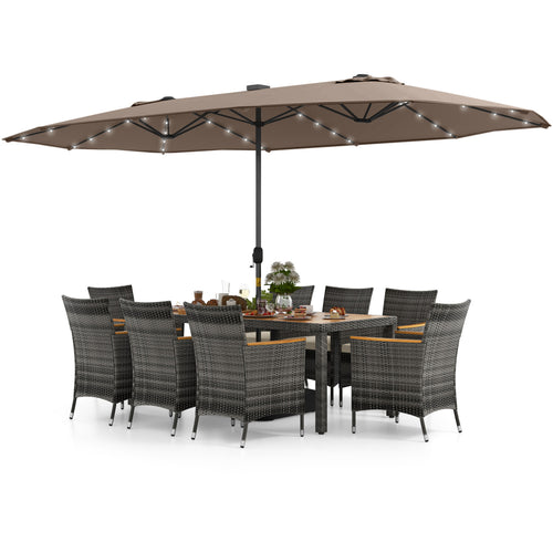 Patio Dining Set, 11 Pieces, 15 Feet, Tan