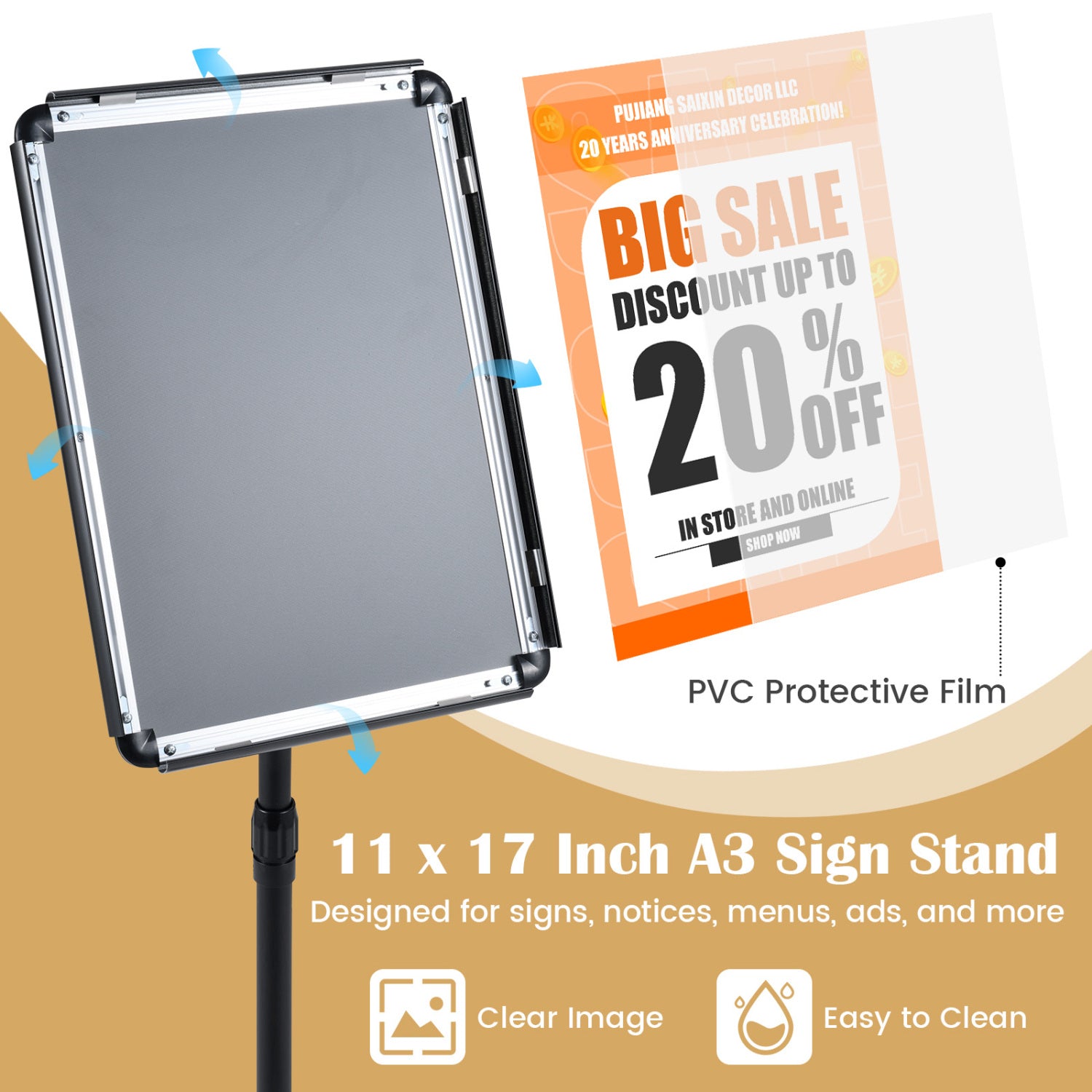 11 X 17 In. Adjustable Sign Holder Stand, Black Home Office at Gallery Canada