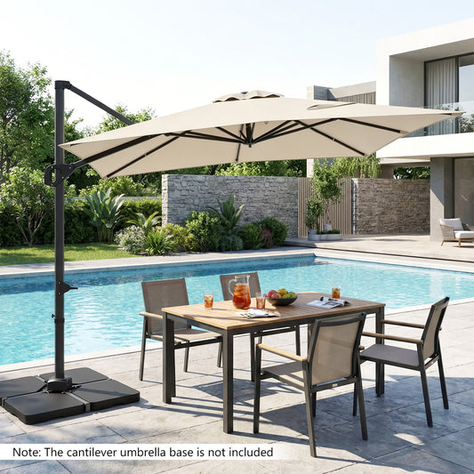 11 x 9 FT Cantilever Patio Umbrella, 360° Rotation, Easy Tilt, Beige Outdoor Umbrellas Beige at Gallery Canada