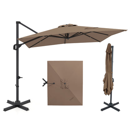 11 x 9 FT Cantilever Patio Umbrella, 360° Rotation, Easy Tilt, Brown Outdoor Umbrellas Brown at Gallery Canada