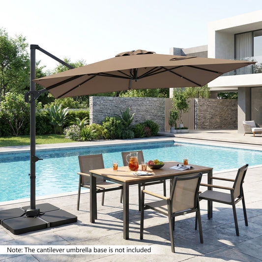 11 x 9 FT Cantilever Patio Umbrella, 360° Rotation, Easy Tilt, Brown Outdoor Umbrellas Brown at Gallery Canada